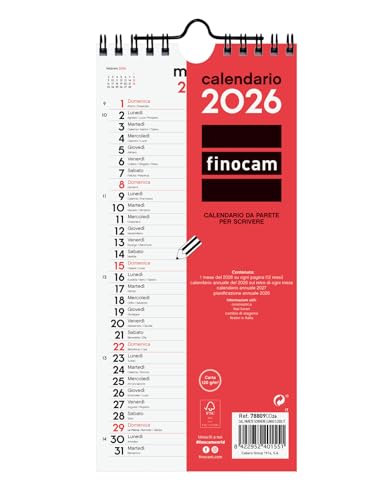 Finocam - Wandkalender 2026 Monatslayout Januar - Dezember 2026 (12 Monate) | Kalender 2026 für Anmerkungen | Neutraler Monatsplaner - Italienisch Finocam - Wandkalender 2026 Monatslayout Januar - Dezember 2026 (12 Monate) | Kalender 2026 für Anmerkungen | Neutraler Monatsplaner - Italienisch