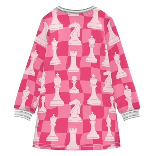 Chess Pieces Girls Dresses Long Sleeve Sweatshirt Dress for Girls Winter Toddler Casual A Line Dresses Size 2-8T2