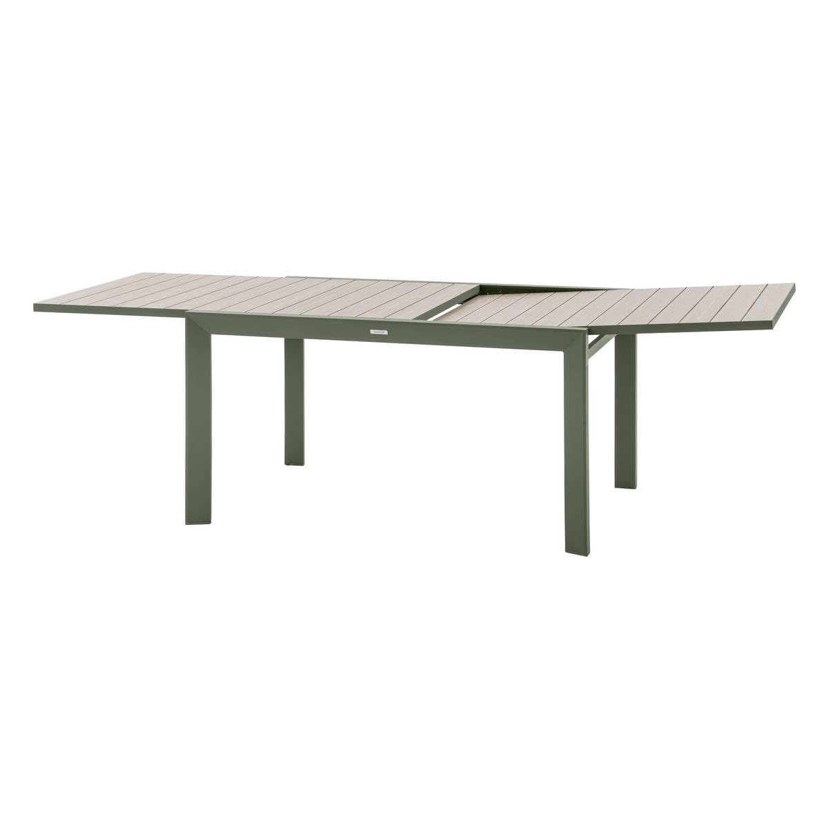 HESPERIDE - Tavolo da giardino allungabile Evasion Beige - 10 posti - Alluminio antiruggine con effetto legno - Prolunga scorrevole