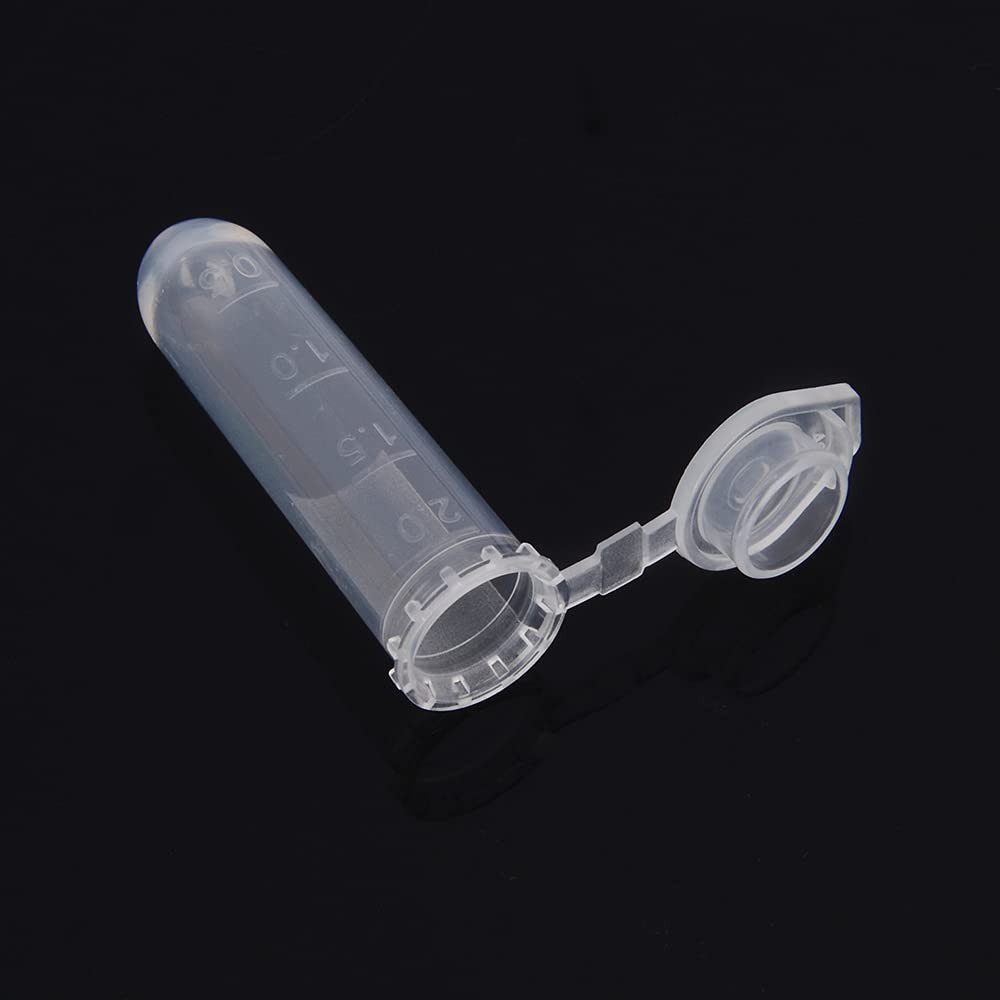 stonylab Micro Centrifuge Tubes, 2 ml Polypropylene Graduated Clear Plastic Centrifuge Vials with Flat-Top Snap Cap, Pack of 200 (2 ml, 200 Packs)
