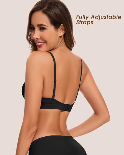 WOWENY Triangle Bras for Women No Underwire Low Cut Deep V Lightly Lined Plunge Bralette Seamless Sexy Push Up Bras4