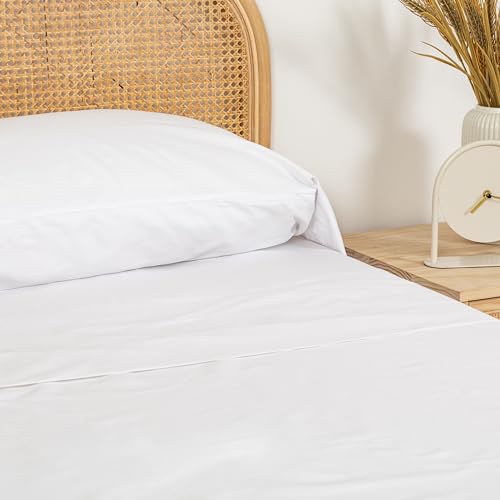 TRAMAS+ Juego de sábanas de una Plaza y Media de 140 x 200 cm, 100% algodón de percal, Juego de Ropa de Cama, sábana y 2 Fundas de Almohada, Certificado Standard 100 by Oeko-Tex –