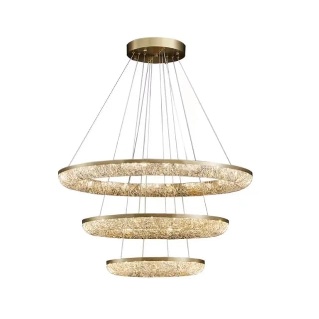 Modern Round Pendant Chandelier - Luxury Ceiling for Dining Room, Living Room, and Bedroom - Remote Control Dimmable LED Lamp with Three Colors (Yellow, White, Warm White) (60cm)