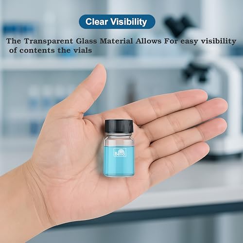 Image of Bello Borosilicate 20ml 10pcs Transparent Glass Vials with Lids Flat Bottom Bottles for Essential Oils Samples and Scientific Cosmetics Perfume making and High-pressure Resistant