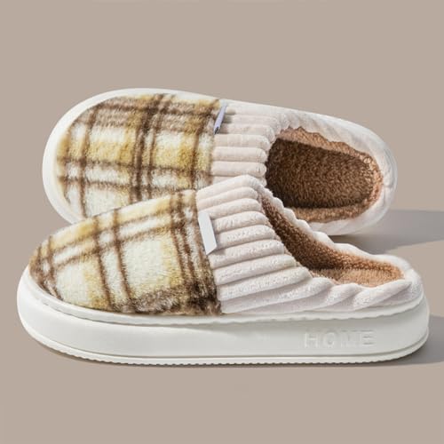 Memory Foam Slippers for Women Men Cozy Warm House Shoes Indoor and Outdoor Comfortable Wear Winter Fuzyy House Shoes with Simple Pattern for Family Falll Wear2