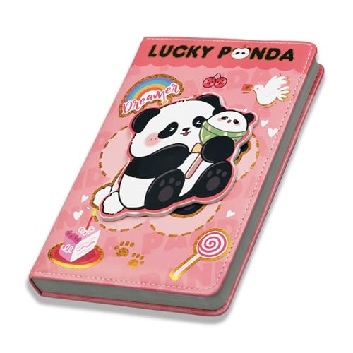Image of COI Lucky Panda Diary Notebook - 192 Pages Hardcover Journal for Kids & Girls | Pink Panda Dreamer Design Writing Diary for School & Personal Notes