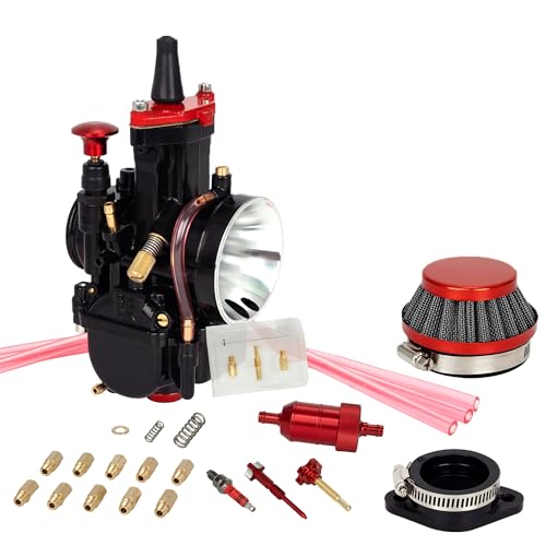 PWK 34mm Carburetors High Performance Universal Carburetor with carb kit for 125cc to 250cc 2T4T Engine Motorcycle Go kart Dirt Bike Pit Bike Racing Dirt Bike Mini Bike Scooter ATV Quad