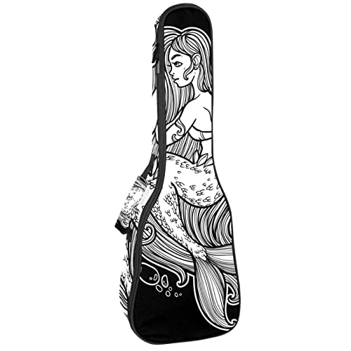 Étui pour ukulélé 23 pouces étanche avec rembourrage 10mm antichoc motif sirène grise