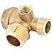 Fayelume Central Pneumatic Compressor Parts, Air Compressor Check Valve, 3 Port Brass Air Compressor Male Threaded, for Tube Connector Tool