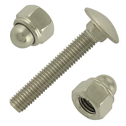 Preisvergleich Produktbild BiBa Schrauben Schlossschrauben Flachrundschrauben M8x120 / 120 Torbandschrauben Edelstahl A2 (100 Stück) / DIN 603 / Vollgewinde mit Vierkantansatz / V2A / Sechskant Hutmutter selbstsichernd DIN 986