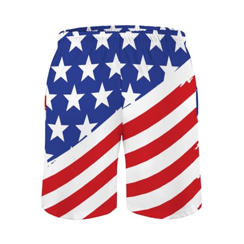 Funny Rooster American Flag Men's Swim Trunks Patriotic Chicken Summer Surfing Shorts Swimwear Bathing Pants with Pockets3