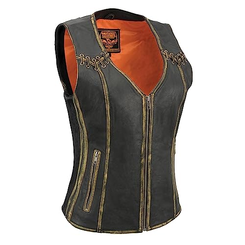 Image of Milwaukee Leather Premium Motorcycle Biker Rider Leather Vest for Women |LKL|ML|MLL|SH