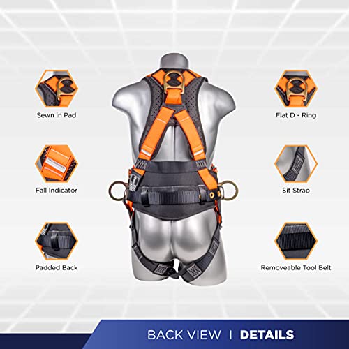 Image of Palmer Safety Fall Protection Safety Harness Hammerhead Series Safety Kit I Premium Harness + Lanyard + D-Ring Extender Kit