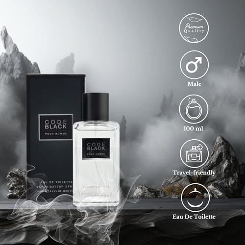 Code Black Eau de Toilette for Men 100 ml: Fruity Woody Fragrance Inspired by C’s Aventus, Long Lasting Luxury Perfume for Men, Masculine Designer Fragrance Gift by Laurelle London - Image 4