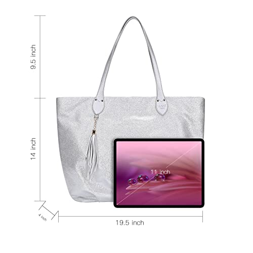 Bolso tote grande con lentejuelas y brillo para mujer miniatura 3
