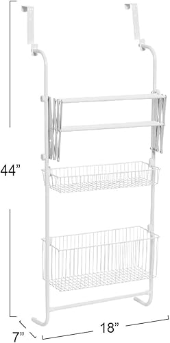 Miniatura 3 de Household Essentials Estante de almacenamiento de metal sobre la puerta, color blanco