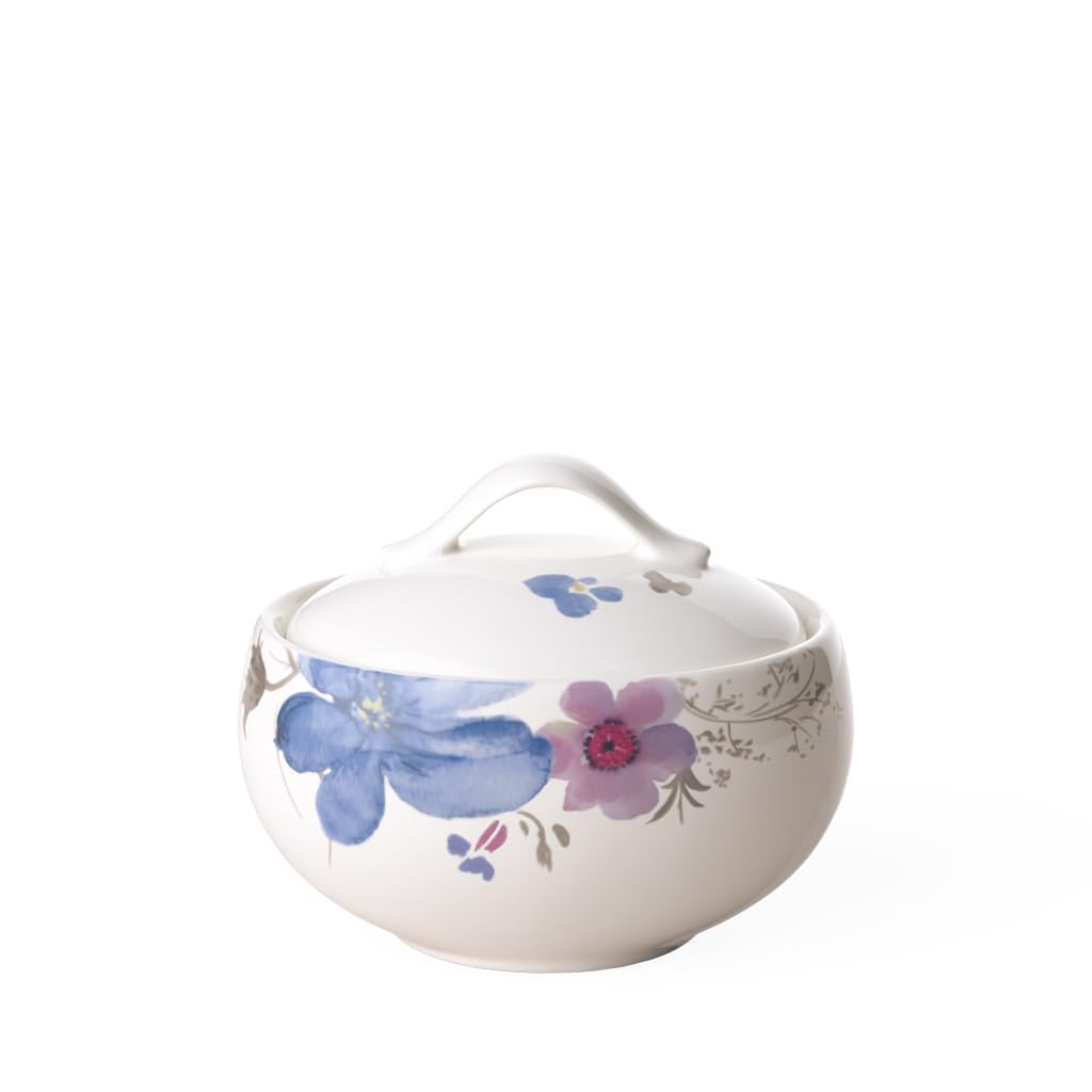 Villeroy & Boch Gris Mariefleur Basic Sugar Bowl, Premium Porcelain, White/Multicoloured