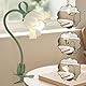 WLHONG Blume Tischlampe,Leselampe Bett,Vintage grüne LED klemmlampe bett,3 Farbmodi,Leselampe kinder mit 360° Flexibel Schwanenhal,Geeignet für Schlafzimmer,Wohnzimmer,Büro,Wohnkultur