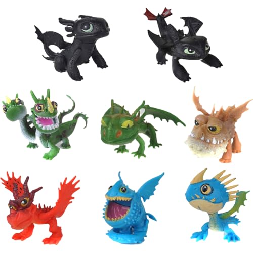 Juguete Figura Dragons 8pcs Juguete Figura como Entrenar A Tu Dragon, Modelo de Dragons Mystery Realistas para Niños,Favoritos de Fiesta para Chicos y Niños