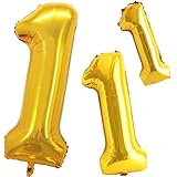 2 Pcs 42 Inch Gold Foil Balloons Number 1 by GOER,Number Balloons for Party