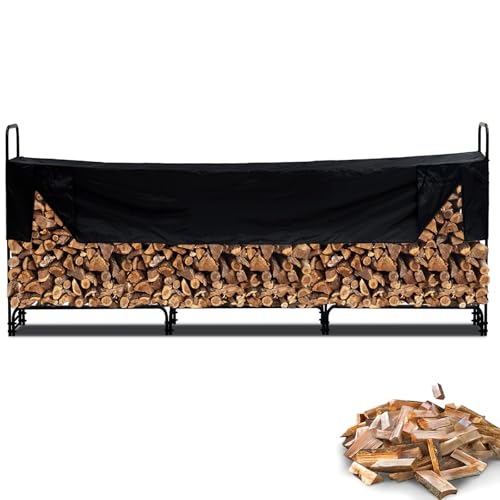 GarveeLife 12 ft Firewood Rack Outdoor with Cover, 3/4 Cord