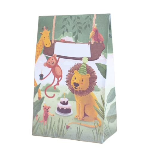 6 Stück - Mitgebseltüten zum Kindergeburtstag mit Safari Motiv - Mitgebsel für Junge oder Mädchen Cover