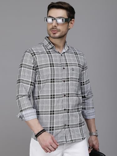 Image of Majestic Man Men's Comfort Slim Fit Pure Cotton Opaque Checked Casual Shirt