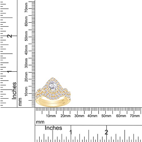 SAVEARTH DIAMONDS 1 1/2 Carat Pear & Round Cut Lab Created Moissanite Diamond Infinity Double Halo Bridal Set Rings For Women In 14K Gold Over Sterling Silver (VVS1 Clarity 1.50Cttw)4
