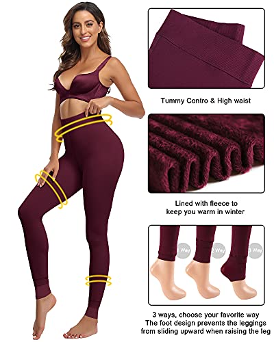 Image of CHRLEISURE Women's Fleece Lined Tights - Fake Sheer Warm Pantyhose Thick Winter Leggings