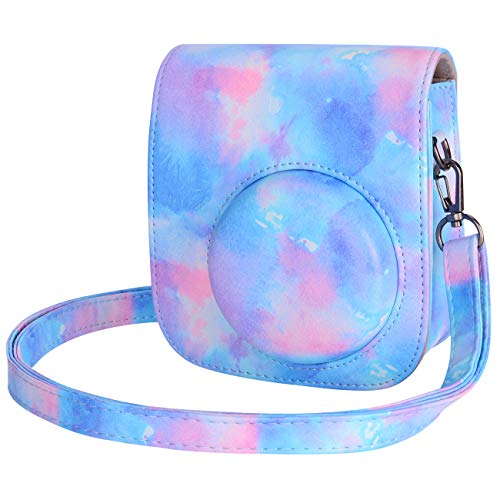 Tiessic Instant Mini 11 Case Compatible With Fujifilm Instax Mini 11 Camera With Shoulder Strap And Pocket - Blue Magic #TOP9