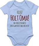Baby Body Junge Mädchen - Sprüche Baby - Hilfe Holt Oma - Geschenk Geburt Omi - 1/3 Monate - Babyblau - Babybody lustige Babykleidung sprüchen Family Bodys Babygeschenk lustig Grandma - BZ10