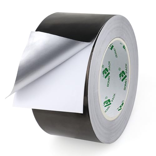 BOMEI PACK Schwarz Aluminium Klebeband 50mm x 50m - hitzebeständiges Isolierklebeband - Alu Klebeband für Dämmung - Alu Tape als Dichtband - selbstklebendes Aluband