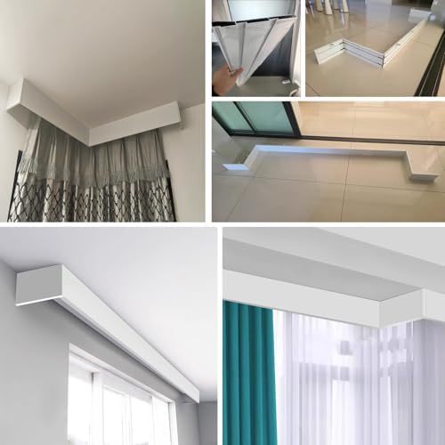 White Grey Pelmet Panel Cornice Board Cover for Kitchen Living Room Bedroom - Trackless Curtain Box Valance Frame, Blackout Cassette, 3ft (36in)