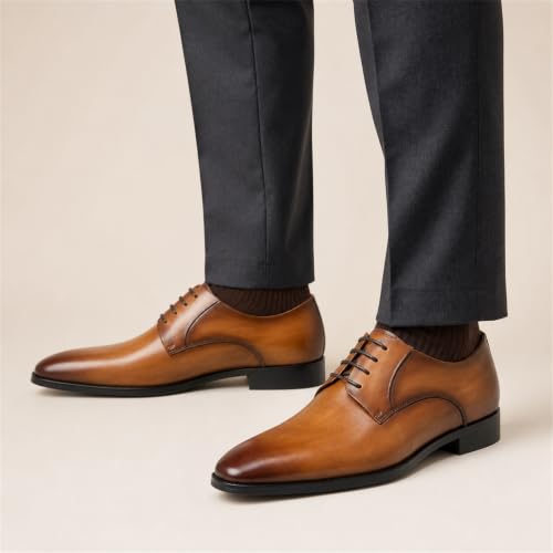 Image of GIFENNSE Men's Dress Shoes Oxford Lace-Up Leather Formal