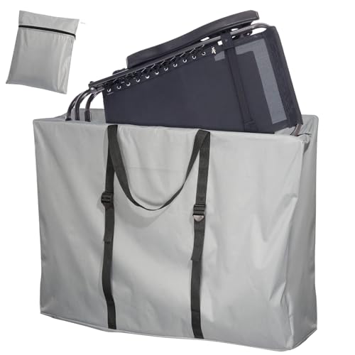 Large Outside Folding Chair Storage Bag with Zipper and Handles, 600D Folding Chair Carry Bag for Zero Gravity Chair Cover, Portable Folding Lounge Chair Carrying Bags, 43' L x 11' W x 29' H (Gray)