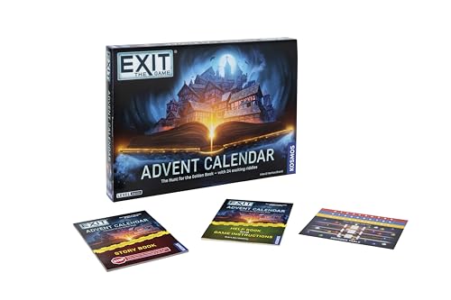 Thames & Kosmos EXIT: Calendario de Adviento - La caza del libro dorado, juego de cartas Escape Room, juegos familiares para noche de juegos, juegos de temporada de vacaciones para adultos y niños,