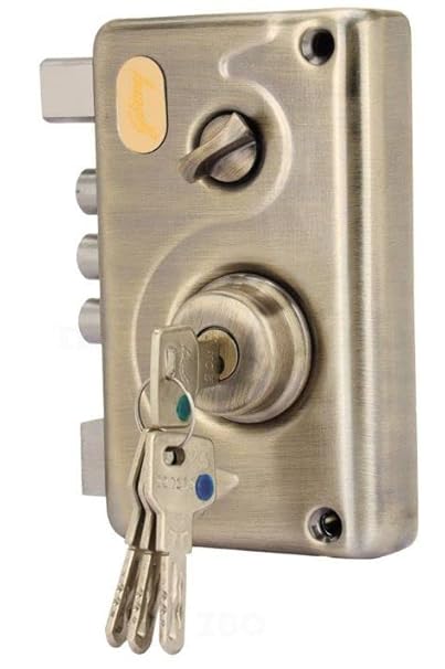 Godrej (I/O) 2C Pentabolt Deadbolt Rim Lock for Main Door, Antique Brass Finish Home Safety Door Lock with 4 Keys (Brown, Pack of 1)