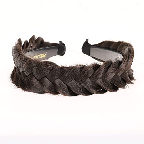 Vowyore Wide Fishtail Braid Headband With Teeth Braided Headband Wide Plaited Braids Accessories Classic Chunky Fishtail Braided Hair Band Synthetic Hairpiece Girls And Women Beauty Accessory #TOP6