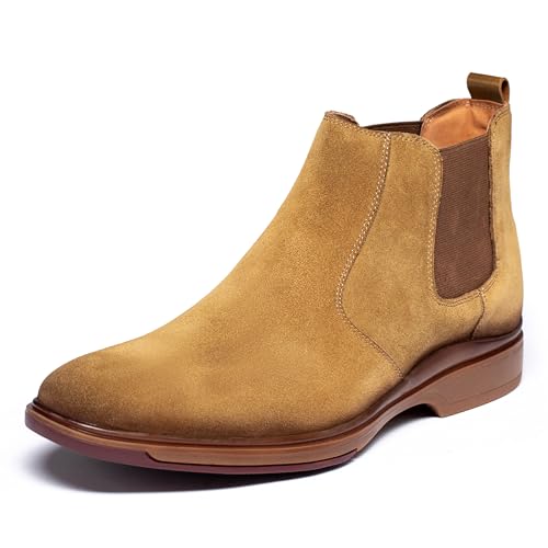 Image of ArcBrothers Men's Chelsea Boots, Relaxed Fit Roomy Toe Box Design, Premium Leather Slip-on Ankle Boots, All-Day Comfort