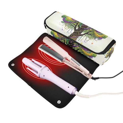 Bolso de viaje y tapete resistente al calor para herramientas de cabello, organizador impermeable para planchas, rizadores y secadoras miniatura 2