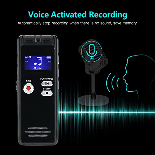 Khaco Enregistreur vocal numérique de 8 Go Enregistreur activé par la voix Lecteur MP3 Réduction du bruit d'enregistrement HD de 1536 Kbps Double microphone avec fonction OTG Capacité de 8 Go Prise en - Image 7