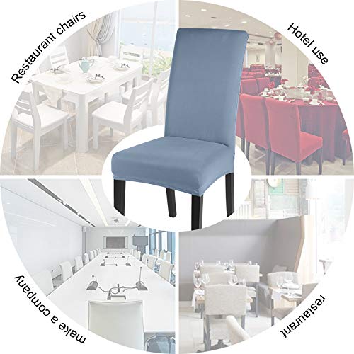 Searchi Dining Room Chair Covers Set Of 6, Stretch Solid Color Parsons Chair Slipcovers Spandex Removable Washable Kitchen Chair Protector Cover For Dining Room, Hotel, Ceremony (Gray Blue) #TOP5