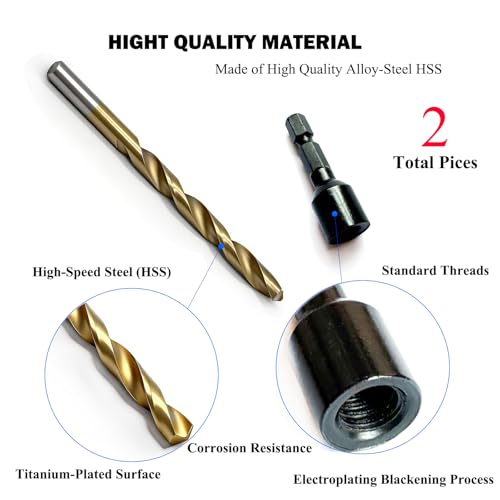 Image of 2 Pcs Hanger Bolt Driver and Drill, Alloy-Steel Driver with HSS Twist Drill for 5 /16 inch-18 Double Headed Wood Screws Fully All Threaded Rod,Threaded Insert Hexagon Head Drivers and Drills Bits
