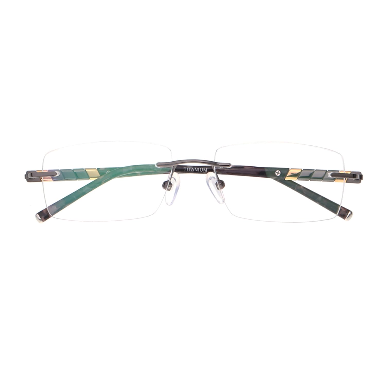 HELES - Occhiali da lettura da uomo, rettangolari, in titanio e policarbonato, con blocco della luce blu, antiriflesso, canna di fucile, +2.25 Strength