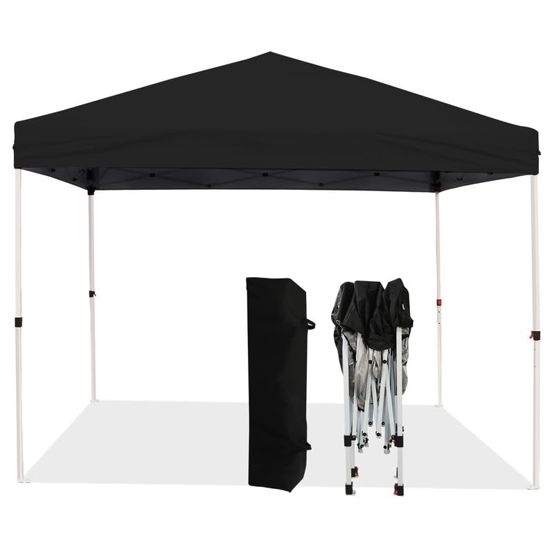 8x8ft Pop Up Canopy, Popup Outdoor Canopy Tent with Carrying Bag,Portable Gazebo Shelter for Patio,Deck,Garden,Beach?Black?