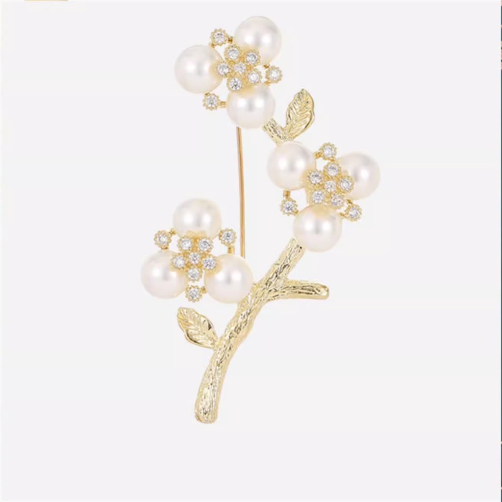 Pu Bead Tree Brooch Female Mori Plant Pearl Temperament Corsage Elegant Suit Coat Pin