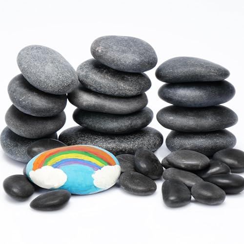 BELLE VOUS 120er Pack Fluss Steine zum Bemalen - 1,3-7cm Set für Kinder - Kieselsteine Flach und Glatt für Kunst, DIY-Handwerk oder Gartendekoration