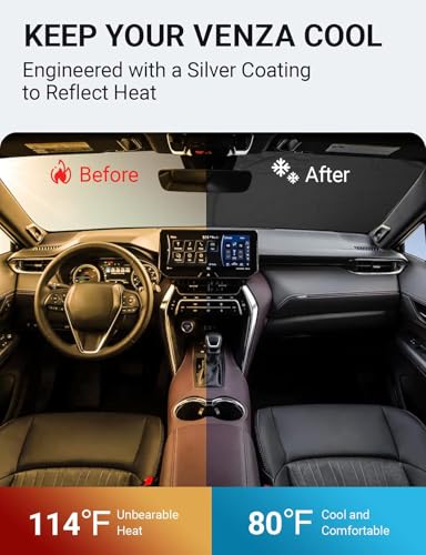 Image of Proadsy 2026 Upgrade Front Windshield Sun Shade Foldable Sunshade Protector Custom Fit 2021-2024 Venza, LE, XLE, Limited, SUV Accessories