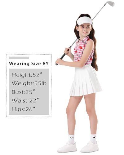 Image of Soneven Girls Sleeveless Polo Shirts Button UP Golf Tennis T-Shirts with Collared Quick Dry Tank Tops for 4-14 Years