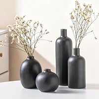 Amazon.co.jp: ブラックセラミック花瓶4個セット、クラシックマット小